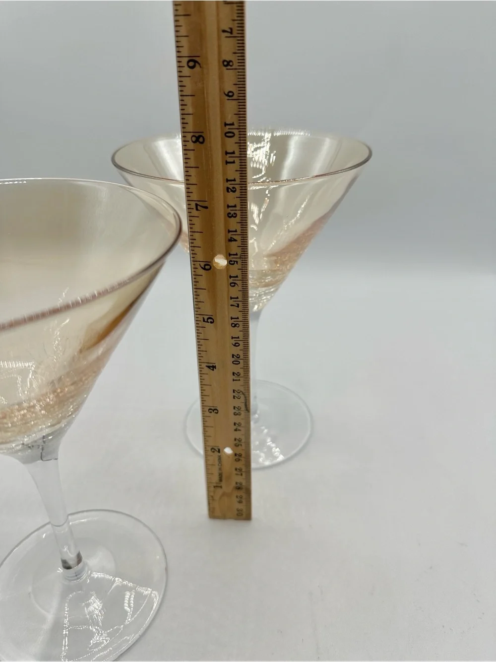 2 Pier 1 Amber Crackle Martini Glasses